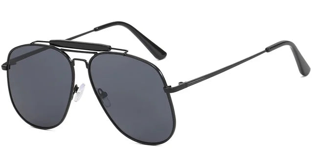Metal Frame Pilot Sunglasses For Women Double Bridge Champagne Sun Glasses Woman Luxury Square Clear Oversize Shades - Korvel