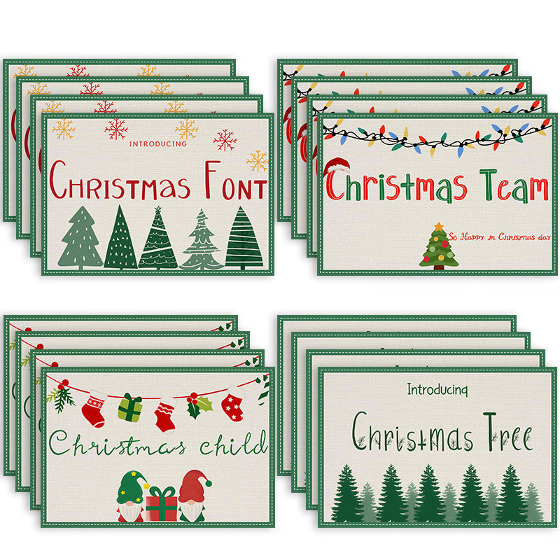 stmas linen placemats holiday party decorations insulation mats linen Christmas tree printed coasters - Korvel