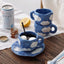 Hand Painted Blue Sky White Clouds Coffee Mug with Saucer Ceramic Handmade Tea Cup Saucer Set Lovely Gift Irregular Coffee Mug - Korvel