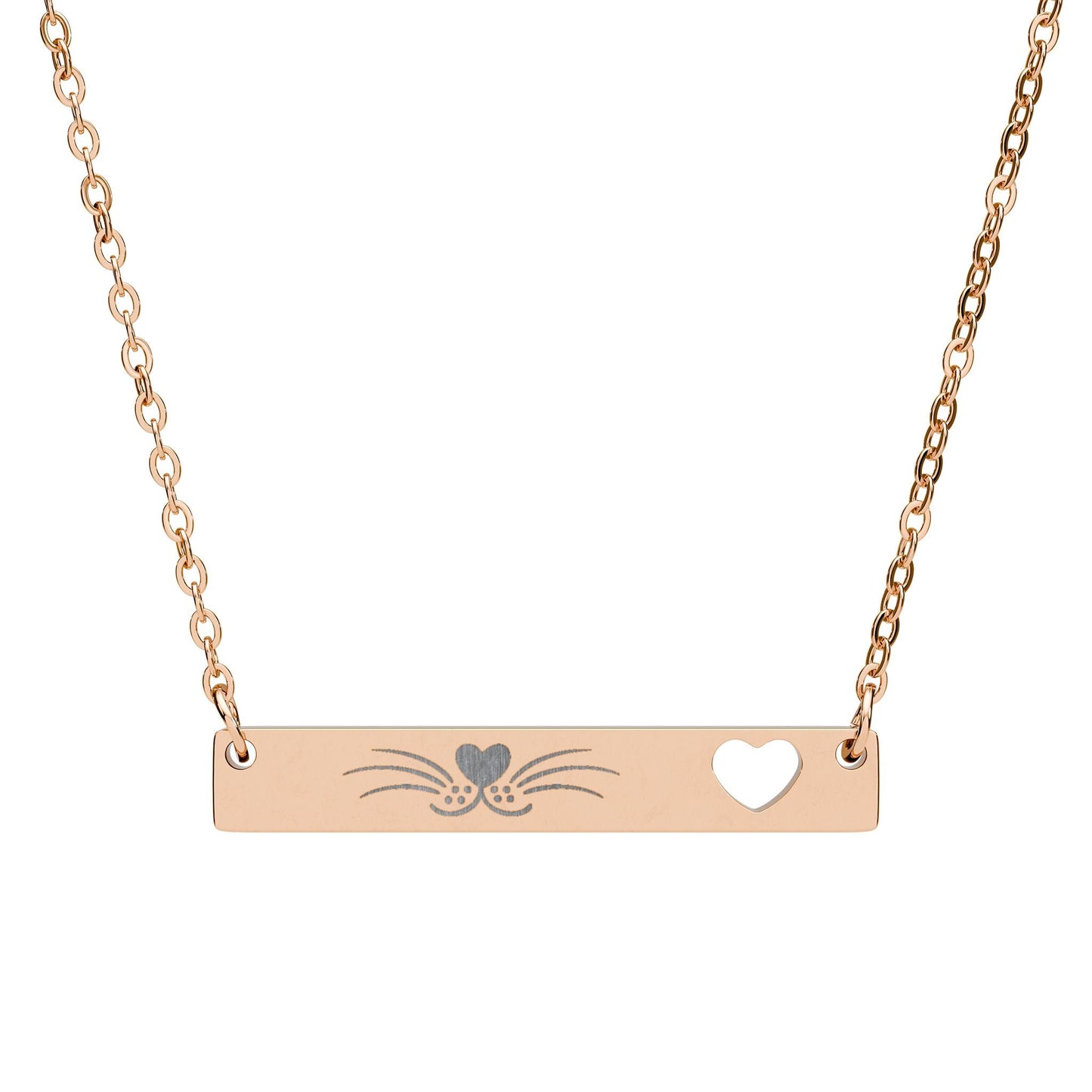 Minimalist Cat Whisker Bar Necklace with Heart Cutout
