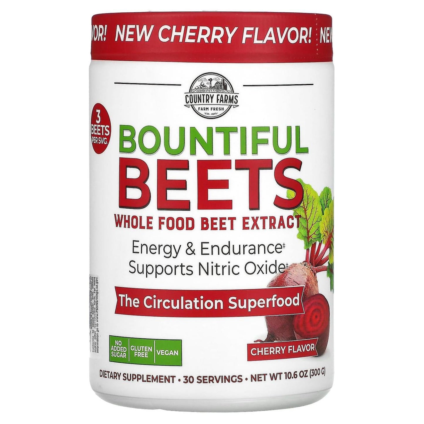 Country Farms Bountiful Beets Cherry Flavor Powder 10.6 Oz