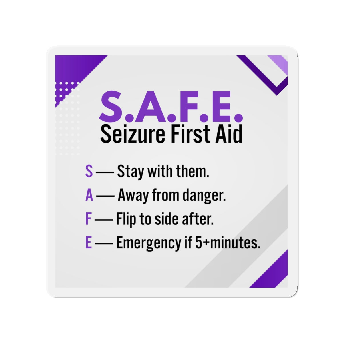 Imán de Primeros Auxilios para Convulsiones S.A.F.E. - Guía de Concienciación sobre la Epilepsia