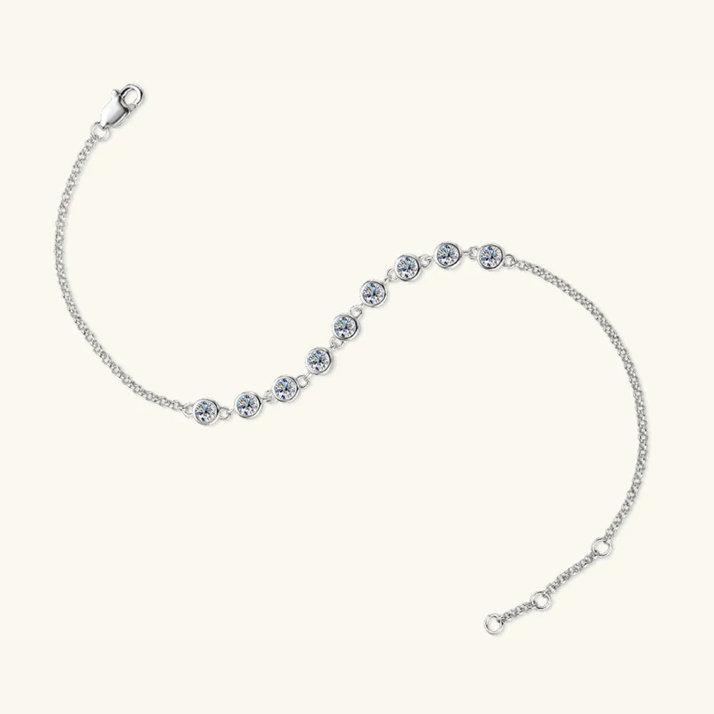 Inlaid Moissanite 925 Sterling Silver Bracelet - Korvel