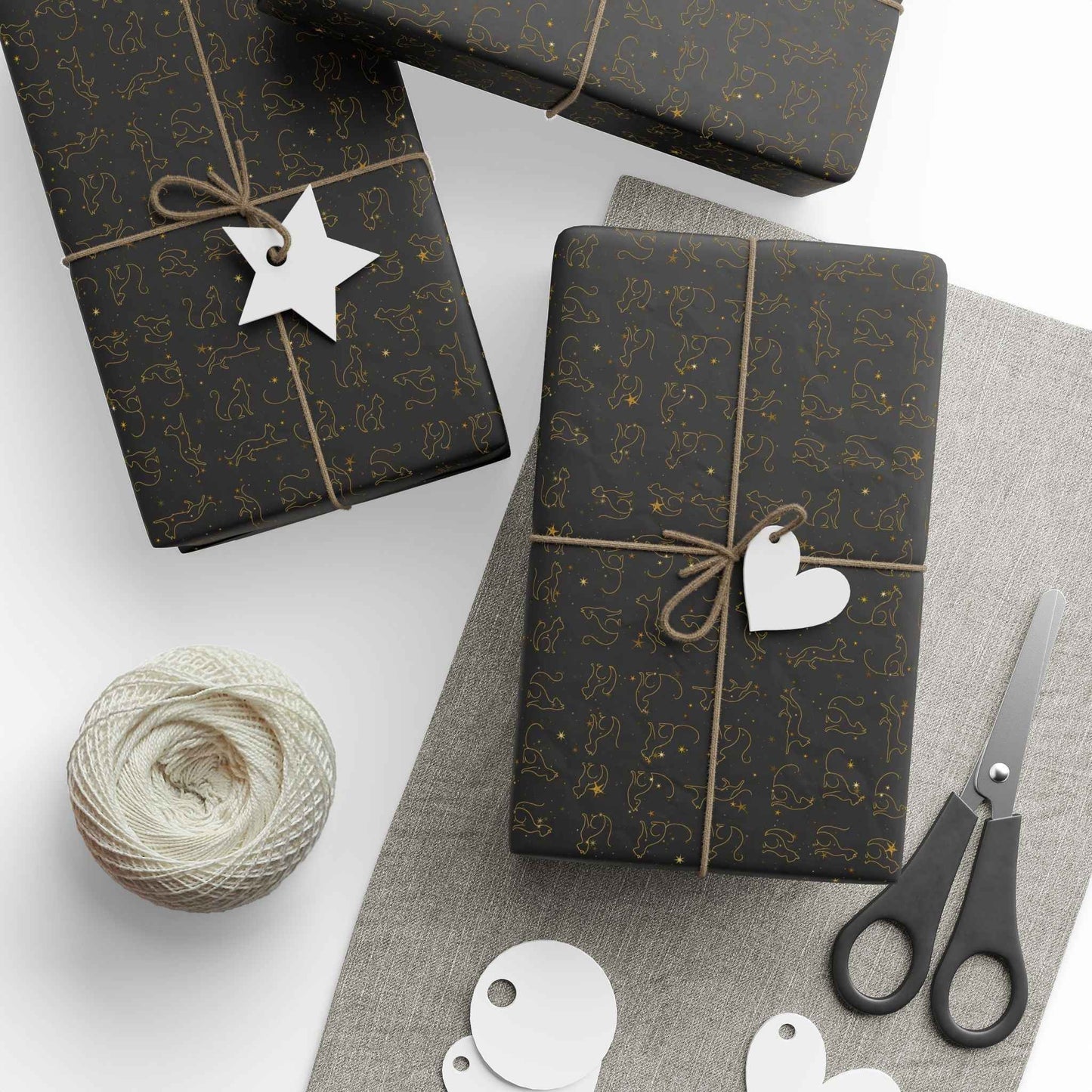 Gold Foil Line-Art Cats Gift Wrap – Elegant All-Purpose Wrapping Paper
