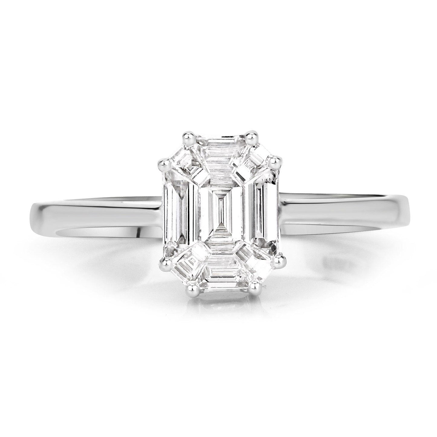 Bague de fiançailles en diamant blanc véritable de 0,48 carat en or blanc 18K