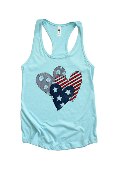 USA Hearts Racerback Tank Top - Korvel