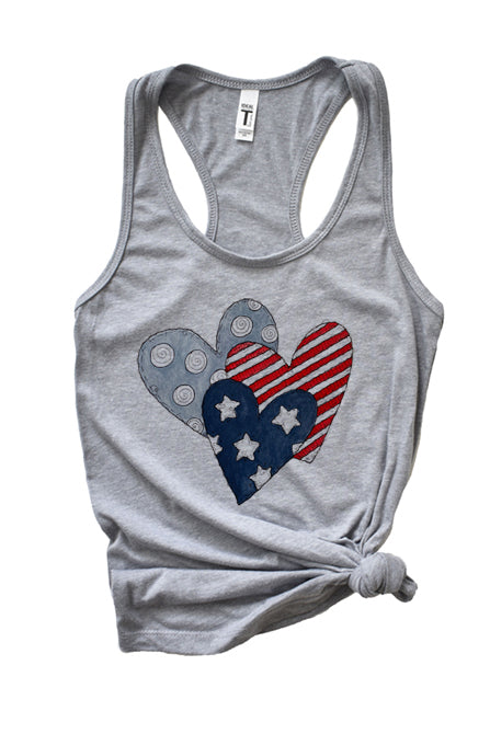 USA Hearts Racerback Tank Top - Korvel