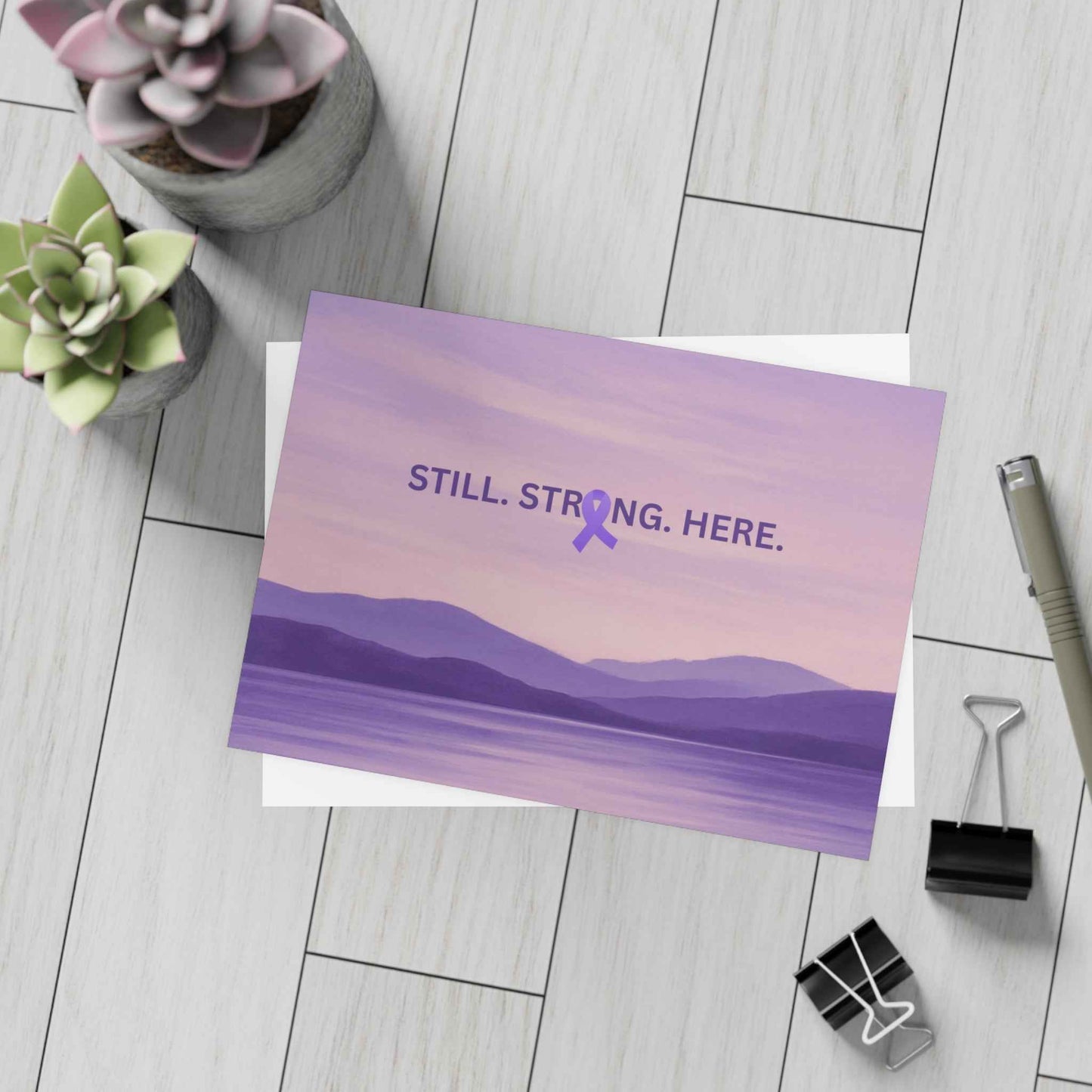 “Still. Strong. Here.” Epilepsy Awareness Postcards - Lavender Horizon