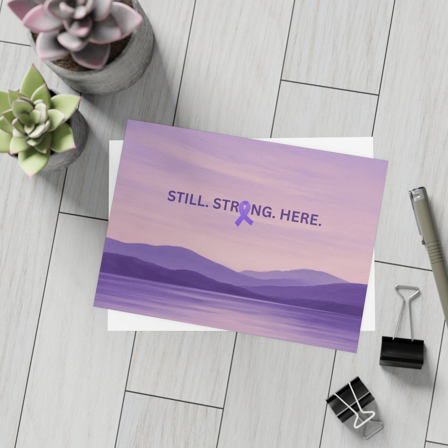 “Still. Strong. Here.” Epilepsy Awareness Postcards - Lavender Horizon
