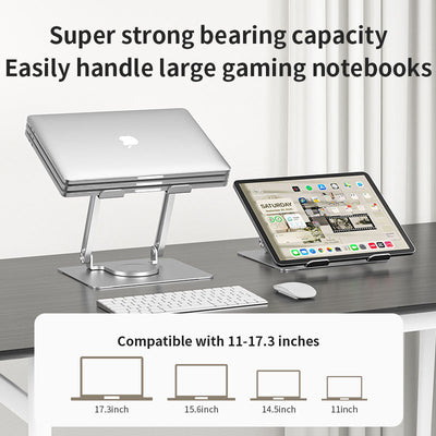 Office Aluminum Notebook Bracket Computer Cooling Bracket Double Pole Folding 360 Degree Stepless Rotation - Korvel