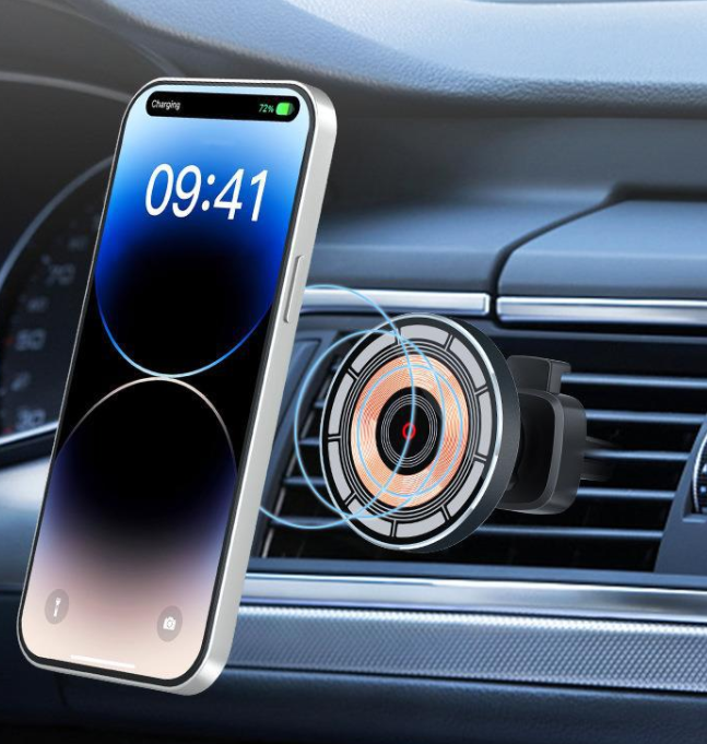 Chargeur de voiture magnétique rapide 15W avec support pour téléphone et support magnétique