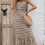 Chic Vintage V-Neck Midi Dress with Tie Waist - Effortlessly Elegant for Every Occasion - Korvel