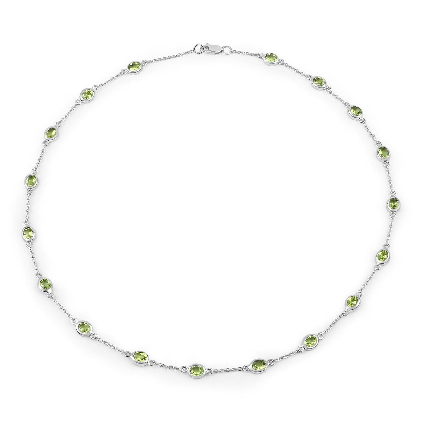 Collar de Peridoto Genuino de 6.30 Quilates en Plata Esterlina