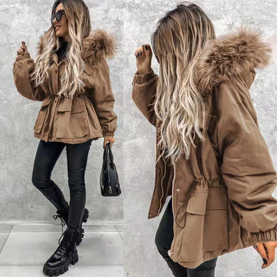 European and American Style Faux Fur Collar Parka