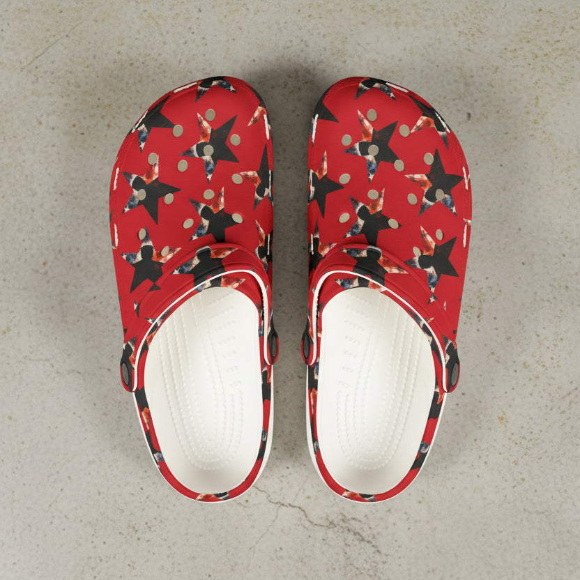 Red Presidential Silhouette Star EVA Clogs – Lightweight Slip-Ons