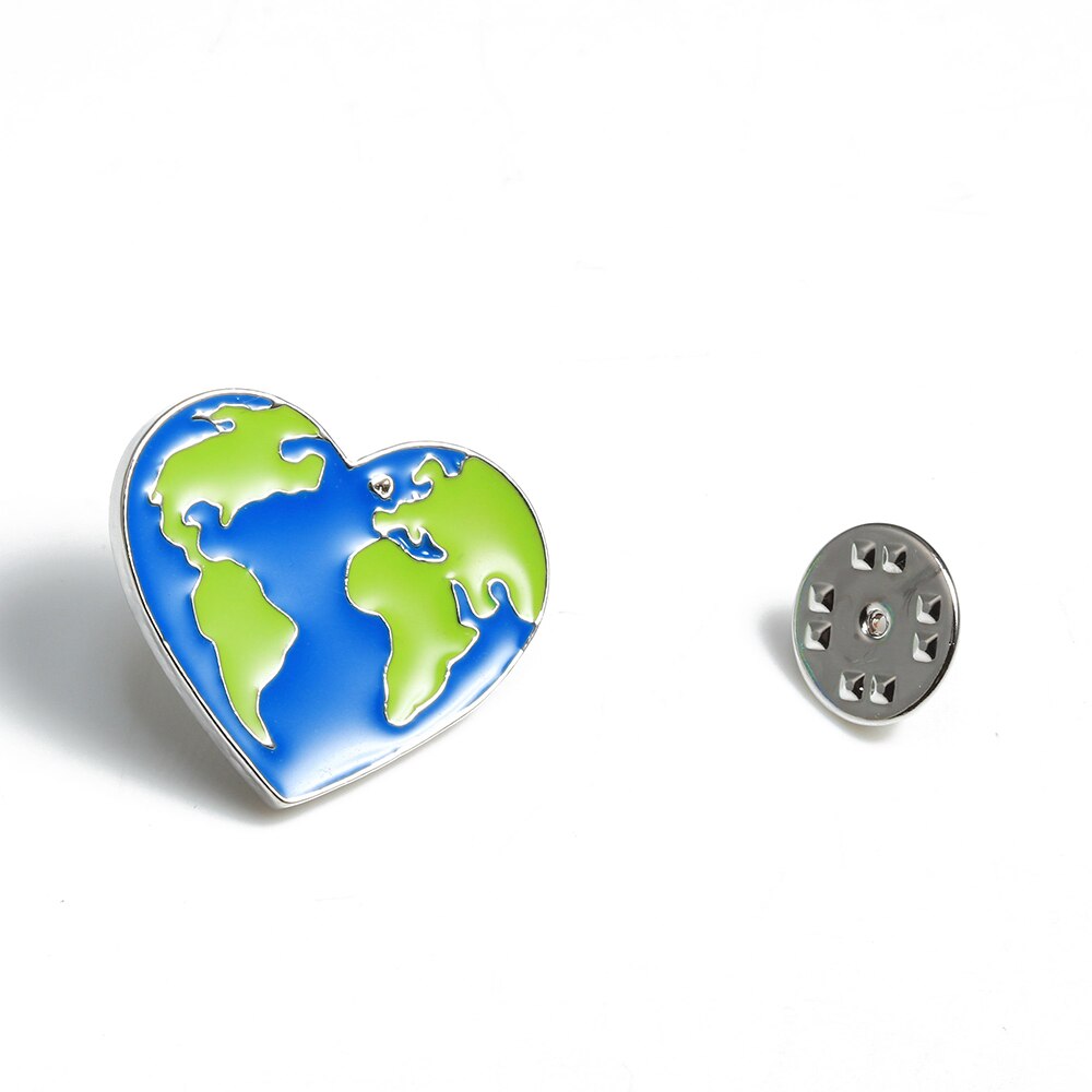 Earth Heart Enamel Pins Protect the Earth Ecology Metal Badge Love Green Earth Brooches Unisex Fashion Jewelry accessories - Korvel