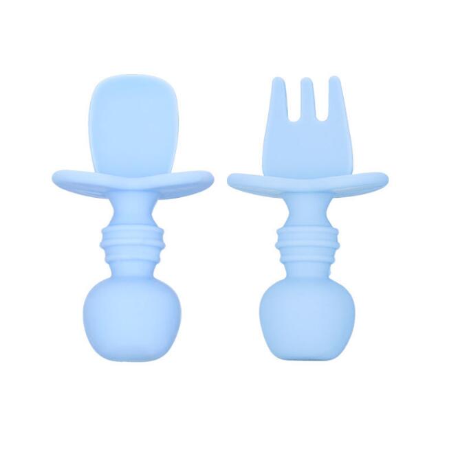 Children's Tableware Baby Dishes Set Silicone Fork Spoon Set - Korvel