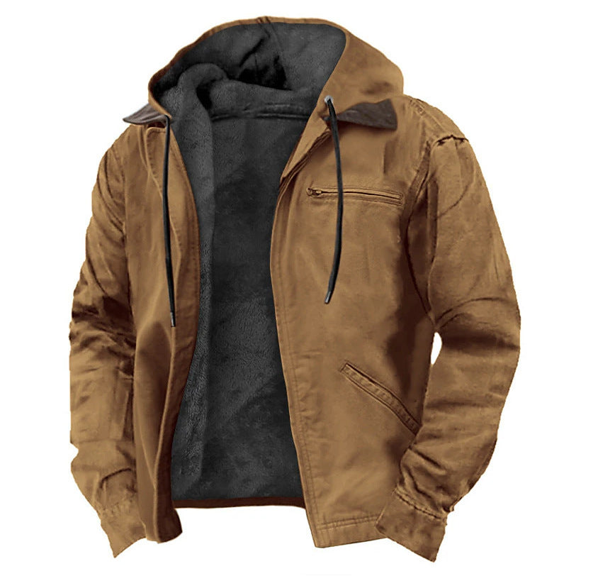 Multi-Color Digital Printing Hooded Jacket with Brown Lining