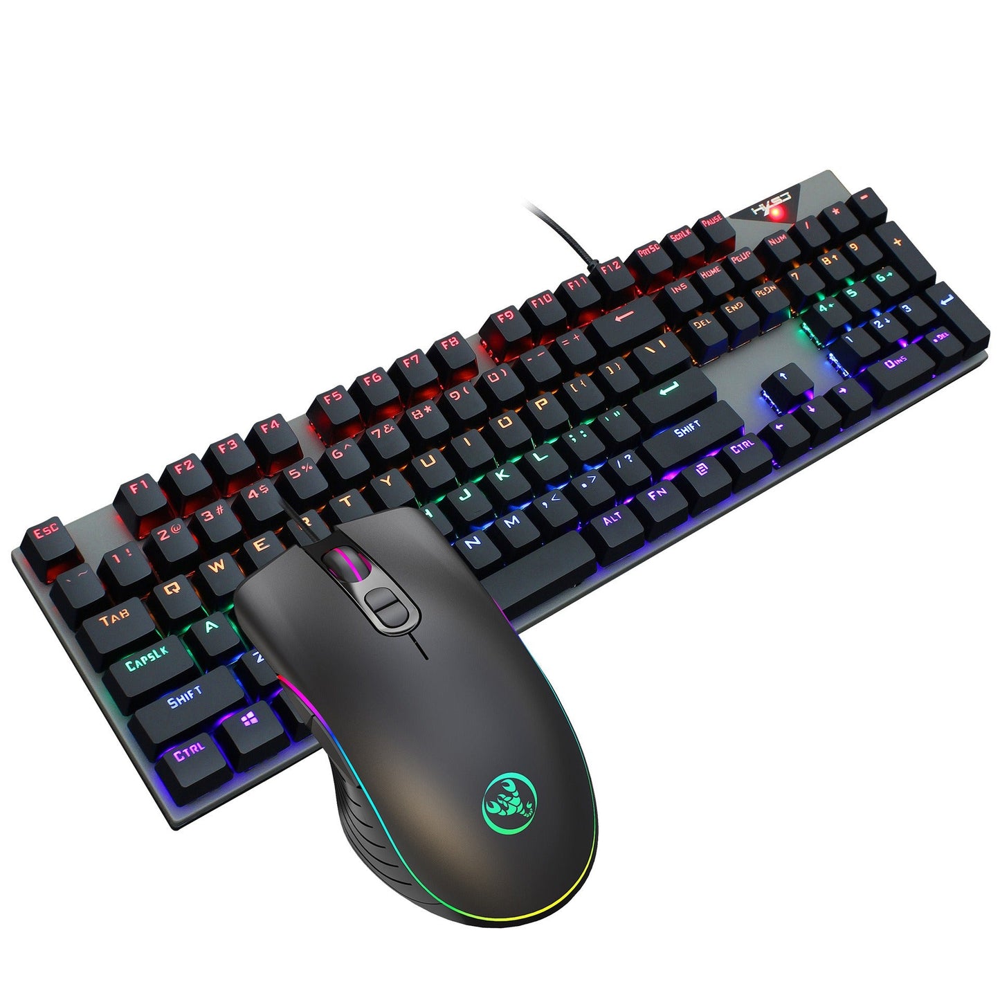 Suspended keycaps with real mechanical feel illuminated RGB keyboard and mouse game 104 keyboard and mouse wired set - Korvel