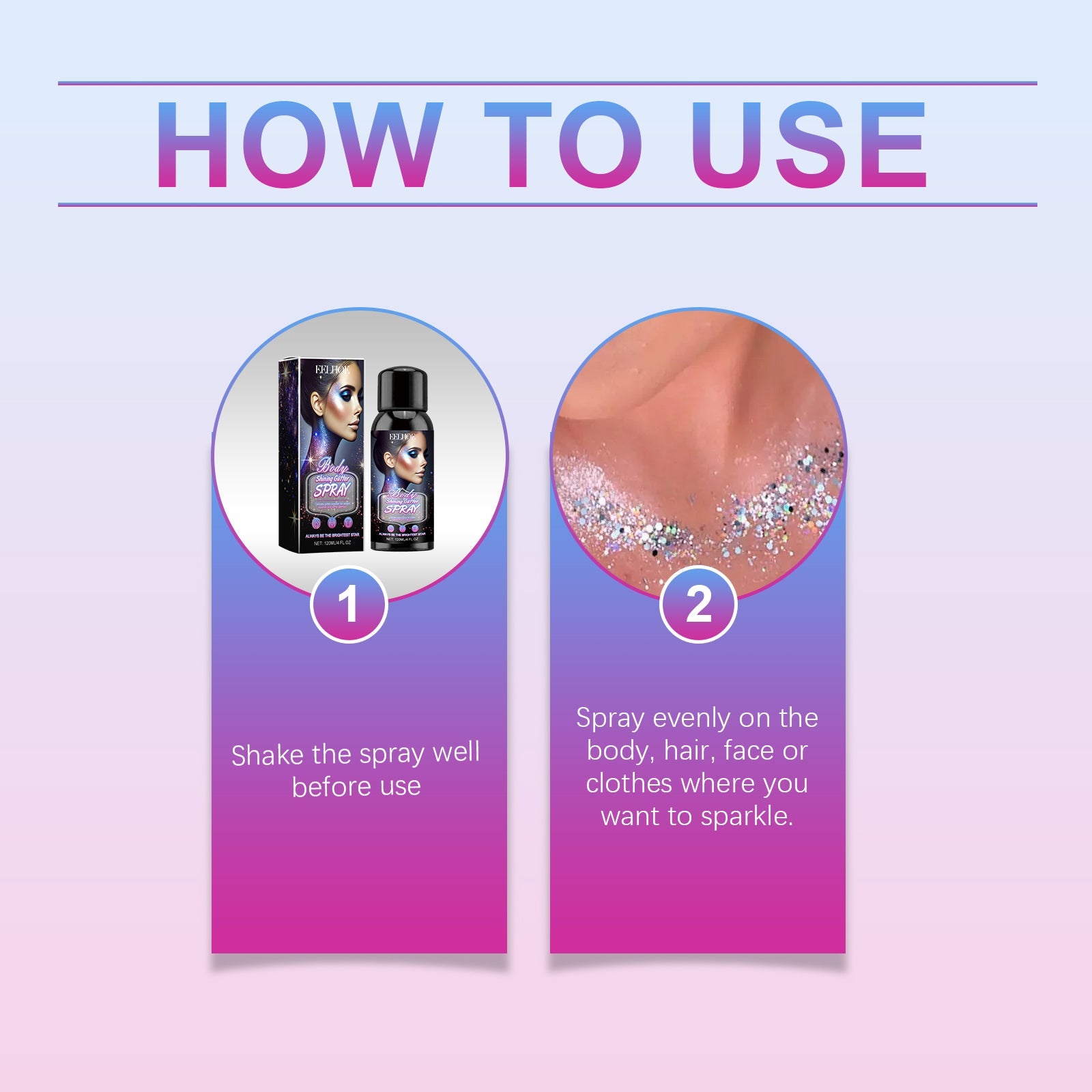 Brightening Glitter Spray, Glitter Highlight Spray Natural Stereo Long-Lasting Brightening Glitter - Korvel