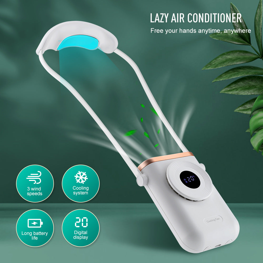 3-Speed Hanging Neck Fan Cooling Portable Leafless Electric Fan USB Lazy Hanging Neck Small Fan Outdoor Fan - Korvel