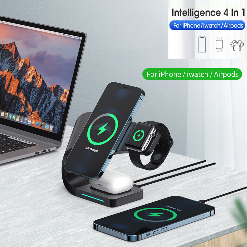 4 in 1 Magnetic Wireless Charger for iPhone12 Apple Watch Headphones Wireless Charging - Korvel