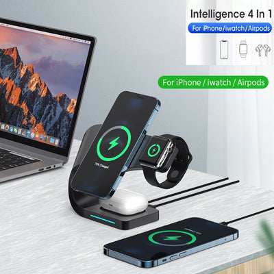 4 in 1 Magnetic Wireless Charger for iPhone12 Apple Watch Headphones Wireless Charging - Korvel