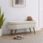 Ottoman Oval Storage Bench Rubber Wood Legs Beige(43.5"x16"x16") - Korvel