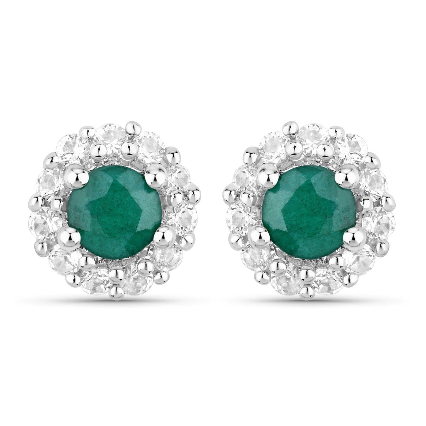 Ensemble de bijoux en argent sterling avec émeraude teinte de 1,81 carat et topaze blanche