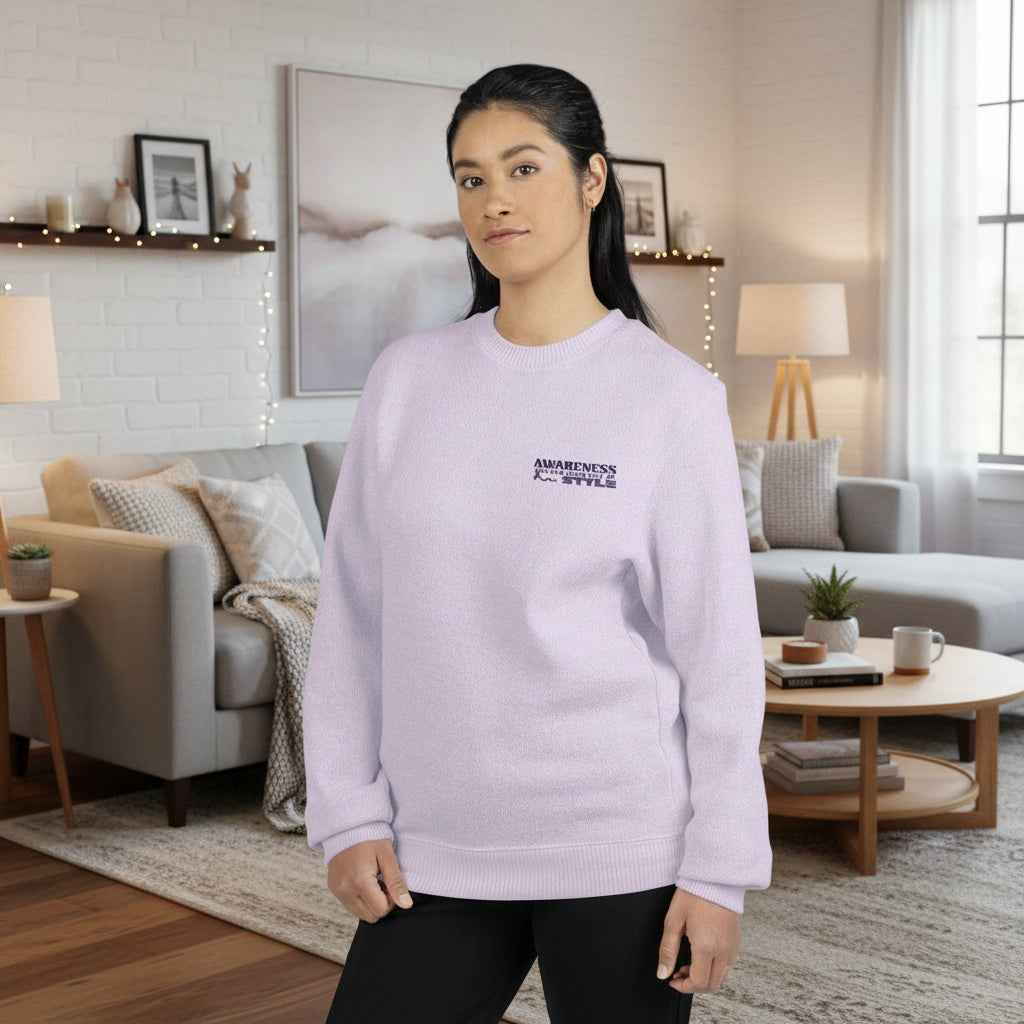 Awareness Never Goes Out of Style Embroidered Crewneck - Light Purple