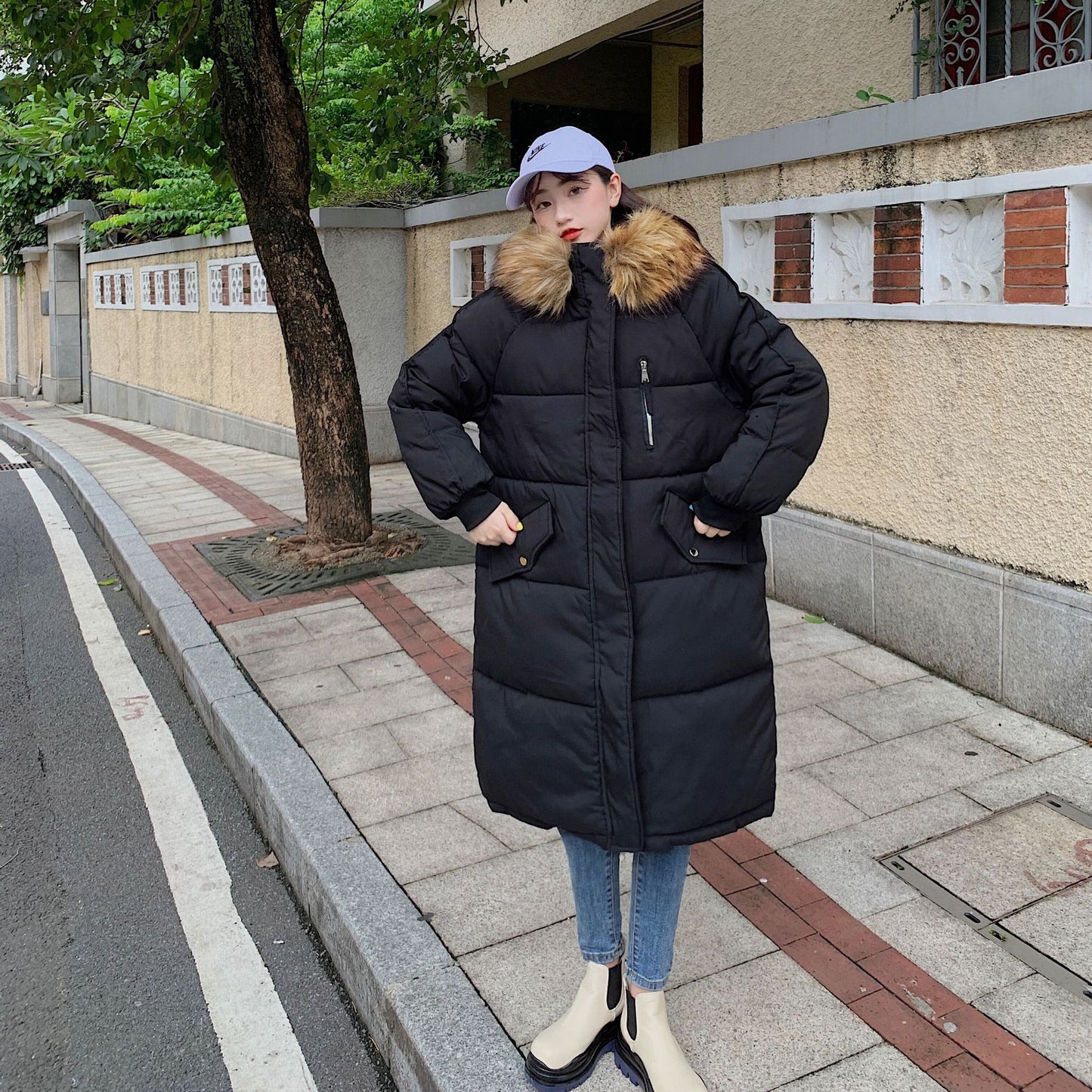 Mid-Length Plus-Size Down Padded Jacket for Women