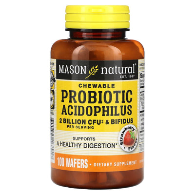 Mason Natural Chewable Acidophilus with Bifidus Wafers - Strawberry Flavor