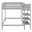 Full Size Loft Bed with Built-in Storage Staircase and Hanger for Clothes, Gray - Korvel