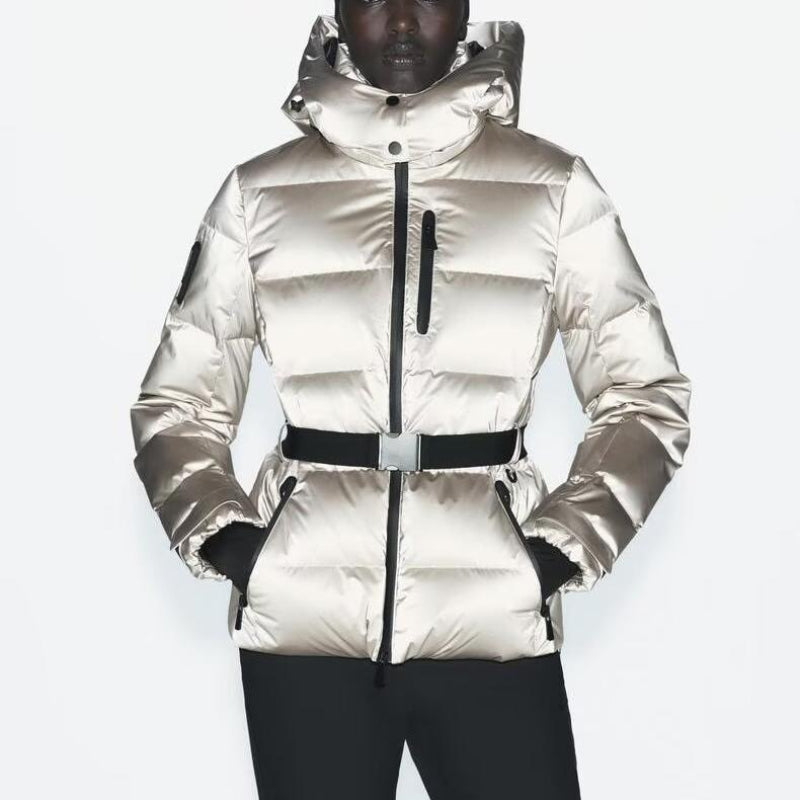 Premium Warm Cotton Ski Suit with Belt and Stand-up Collar
