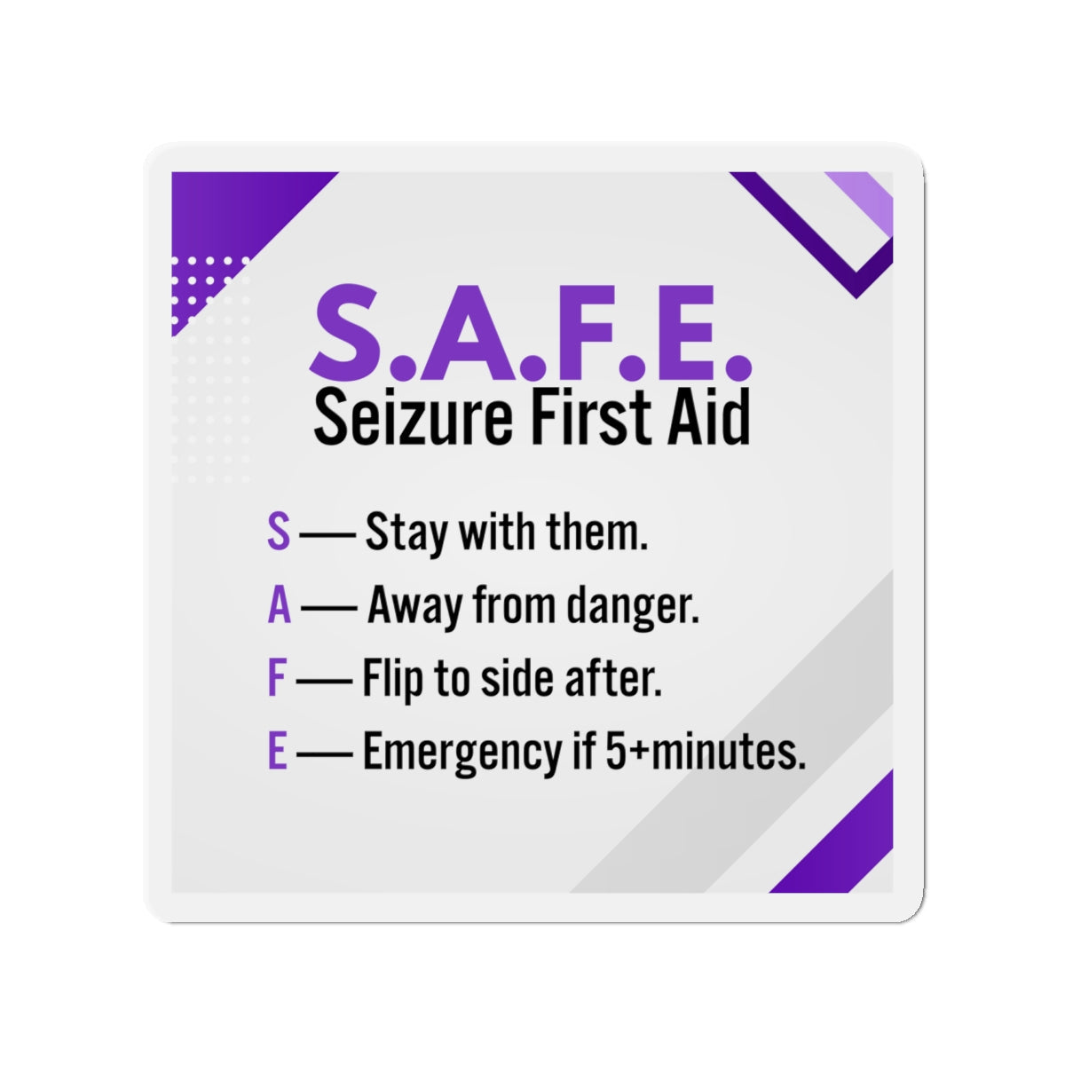 Imán de Primeros Auxilios para Convulsiones S.A.F.E. - Guía de Concienciación sobre la Epilepsia