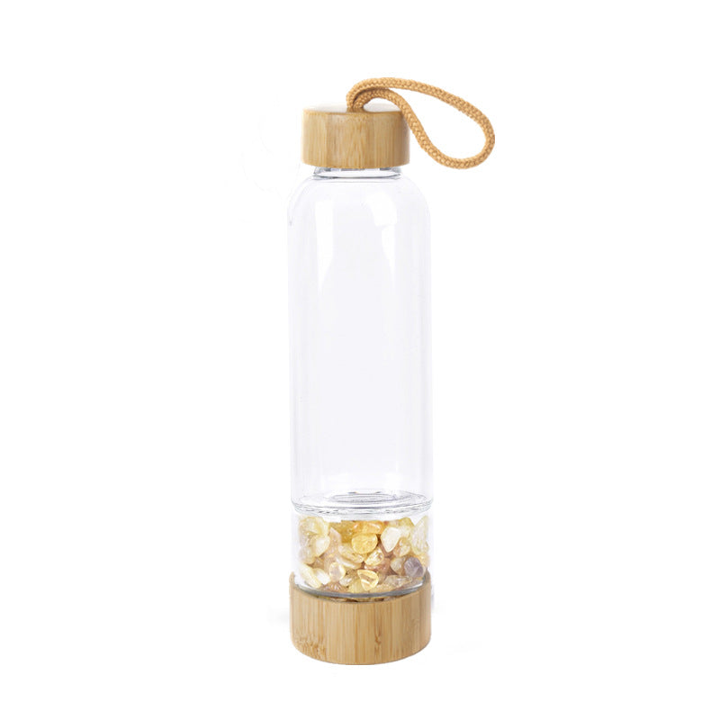Bouteille d'eau en gravier de cristal naturel