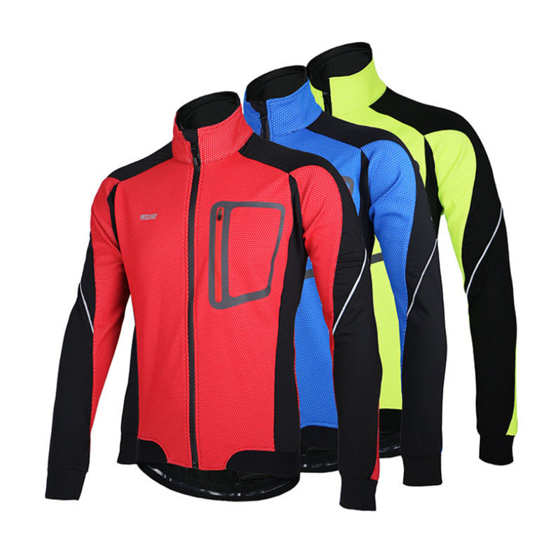 Men's Fleece Windproof Long-Sleeved Cycling Jacket