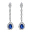 18K White Gold Diamond & Blue Sapphire Drop Earrings