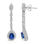 18K White Gold Diamond & Blue Sapphire Drop Earrings