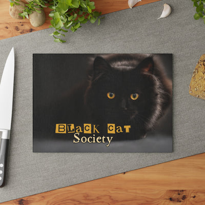 Charming Black Cat Society Glass Cutting Board - Korvel