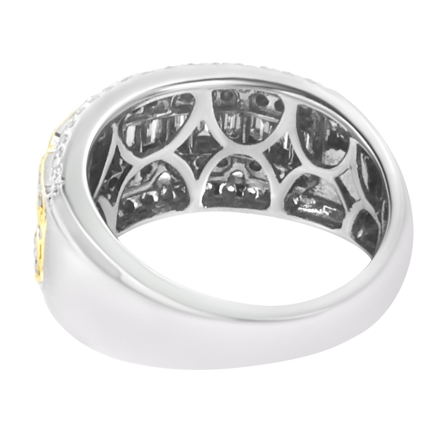 Bague en diamant multi-rang Art Déco en or blanc et jaune 10K - Taille 7