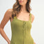 Elegant Ruffled Hem Sleeveless Crochet Knit Midi Dress