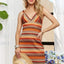 Chic Summer Striped V-Neck Mini Dress for Women – Bold, Fashion-Forward, and Effortlessly Stylish - Korvel