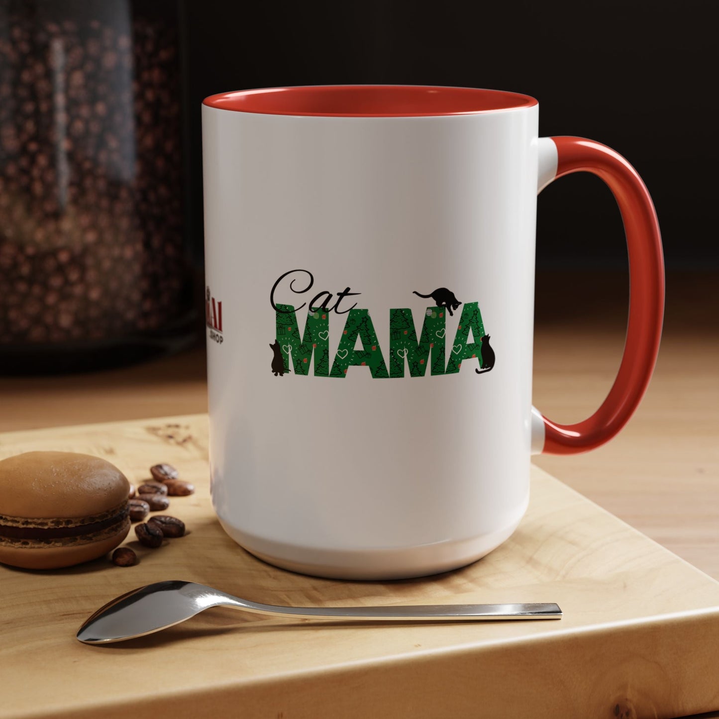 Christmas Cat Mama Accent Coffee Mug - 11oz & 15oz