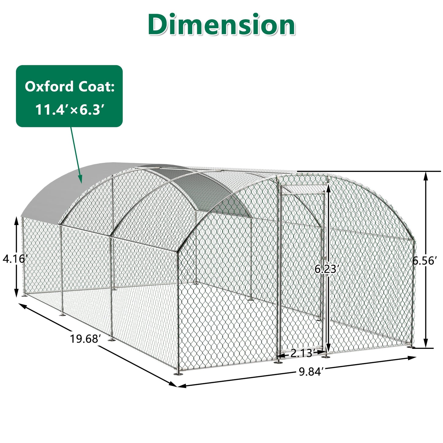 Large dome shaped walk-in fence cage metal chicken coop with waterproof and UV resistant cover, pipe diameter 1 inch - Korvel