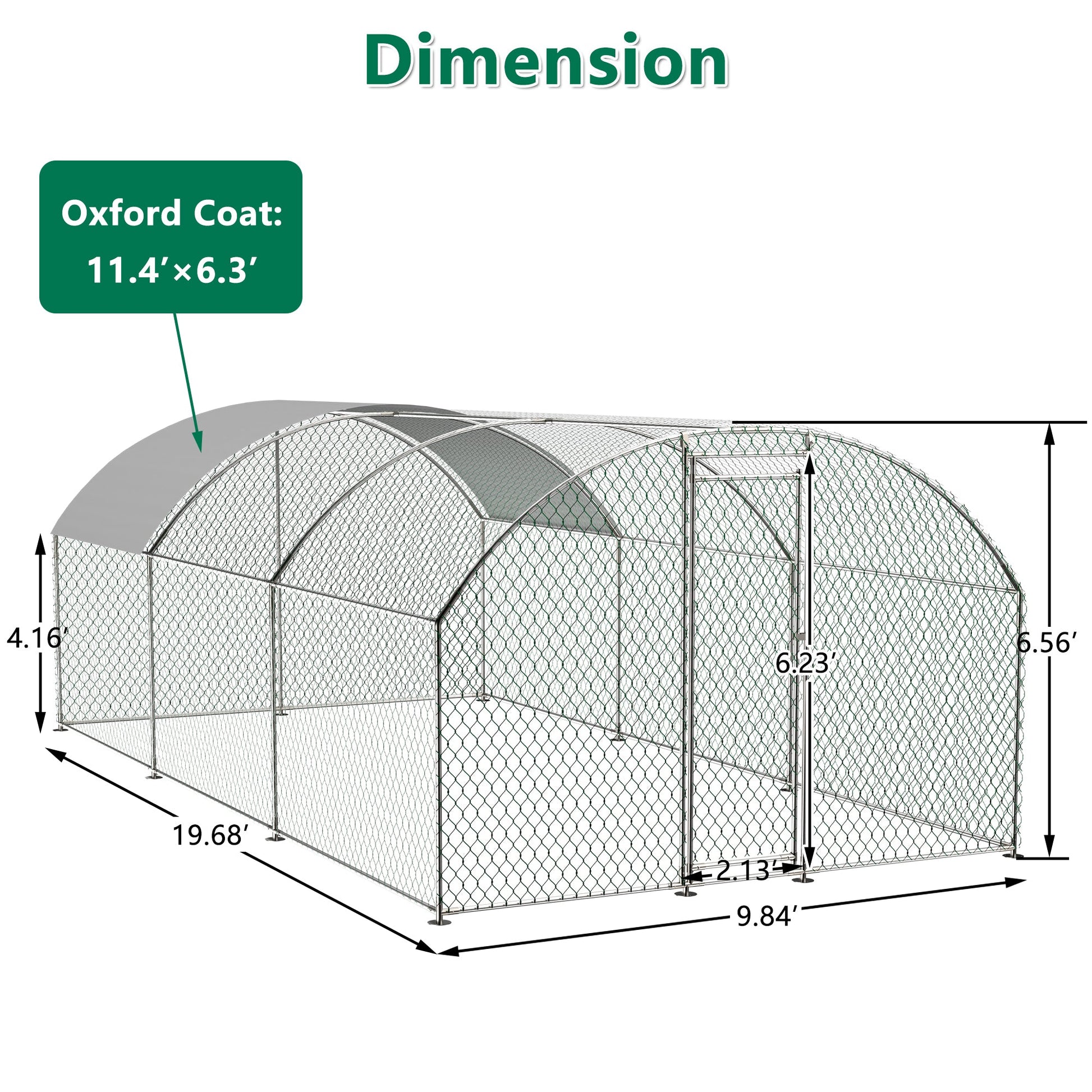 Large dome shaped walk-in fence cage metal chicken coop with waterproof and UV resistant cover, pipe diameter 1 inch - Korvel
