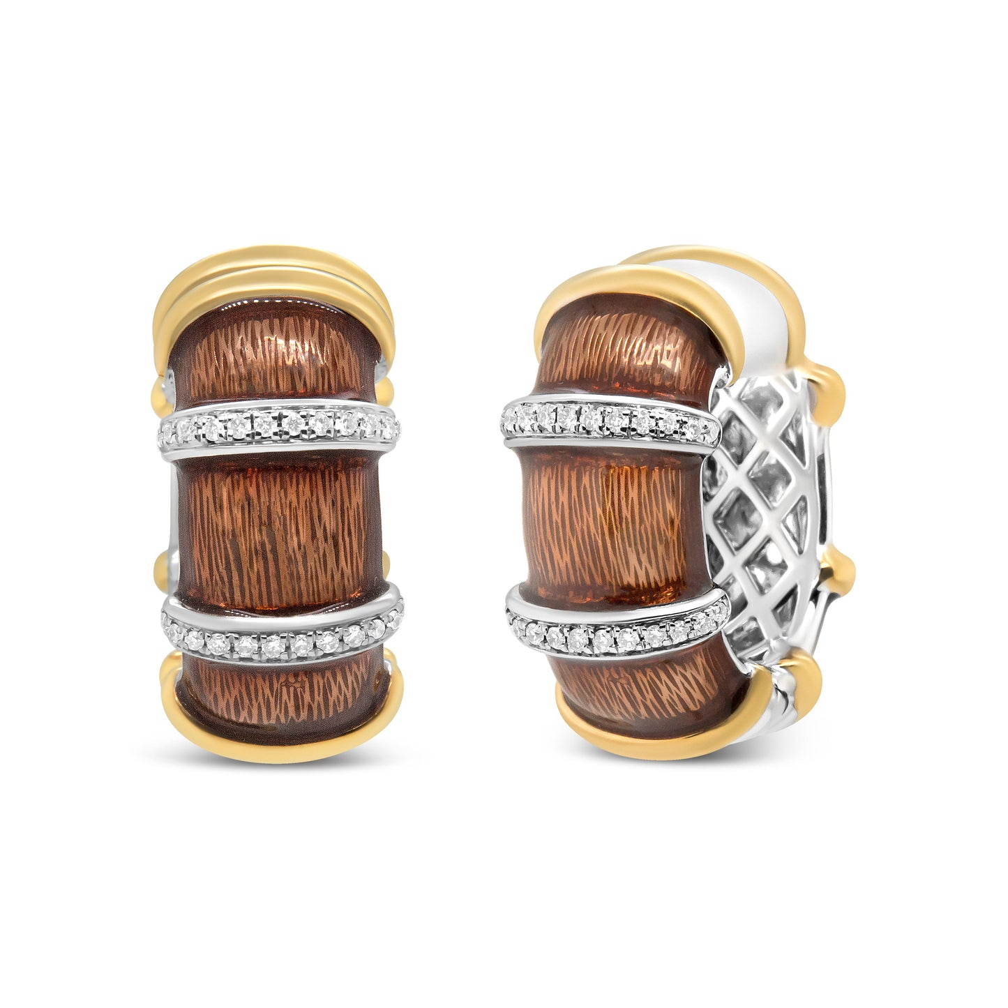 18K Gold Flash Plated Sterling Silver Huggie Hoop Earrings with Diamonds
