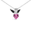 Sterling Silver Pink Sapphire Angel Heart Pendant Necklace