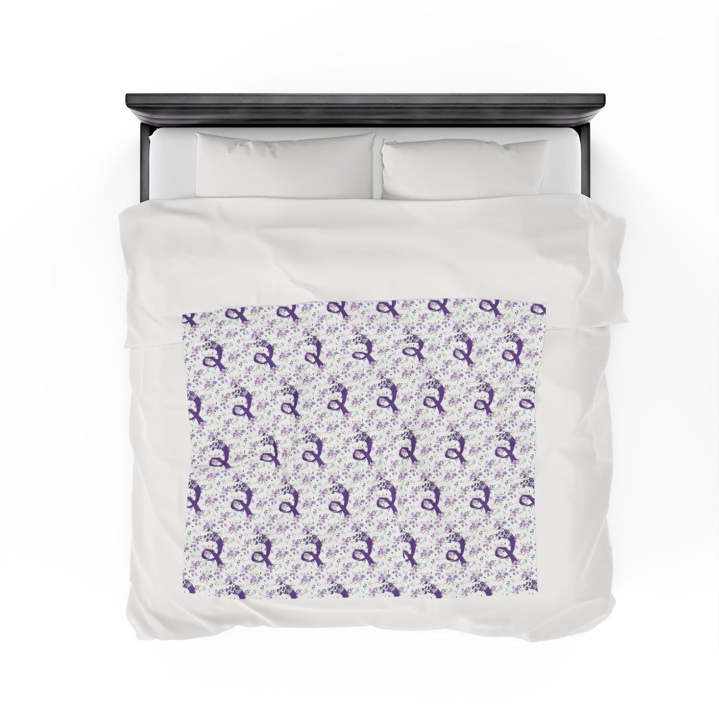 Couverture en velours à fleurs violettes