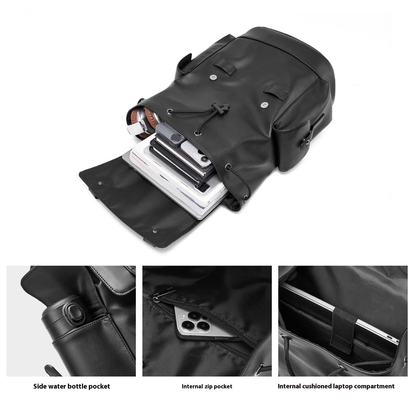 Mochila de cuero premium para hombres - Gran capacidad